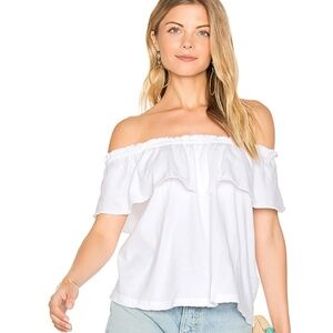 Current/Elliott White The Ruffle Top Off Shoulder Blouse